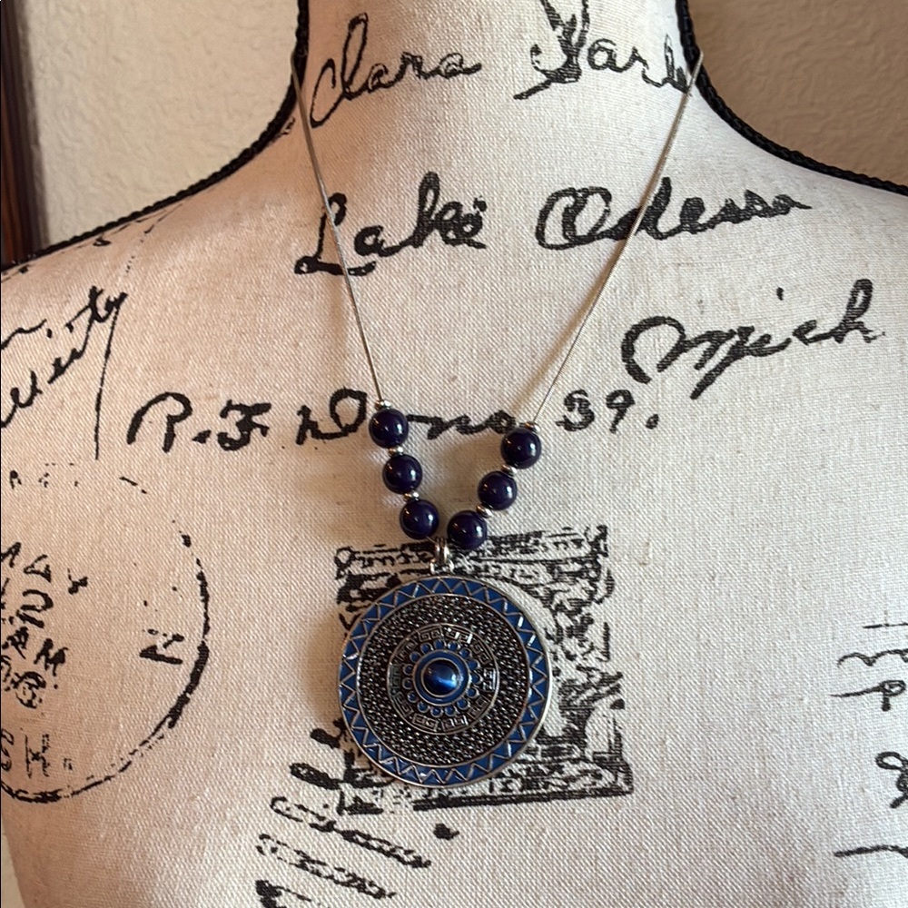 Artisan Blue and Silver Statement Necklace